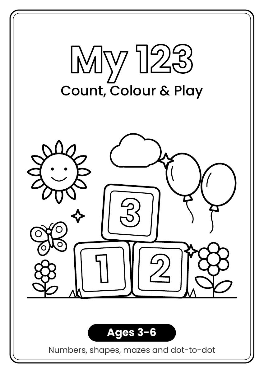 Numbers & Counting Activity Book - Ages 3-6 | Printable PDF