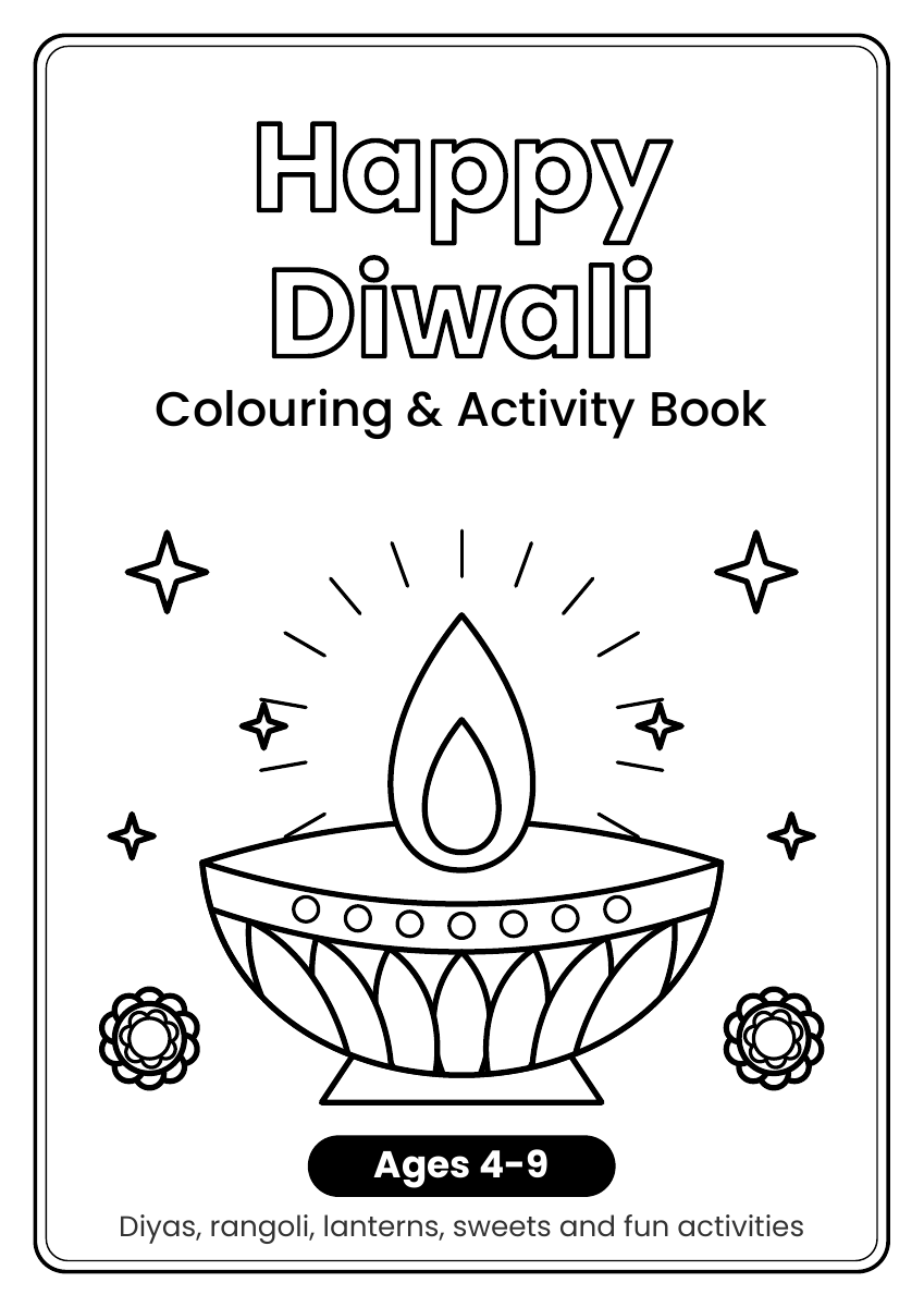 Diwali Colouring & Activity Book - Ages 4-9 | Printable PDF