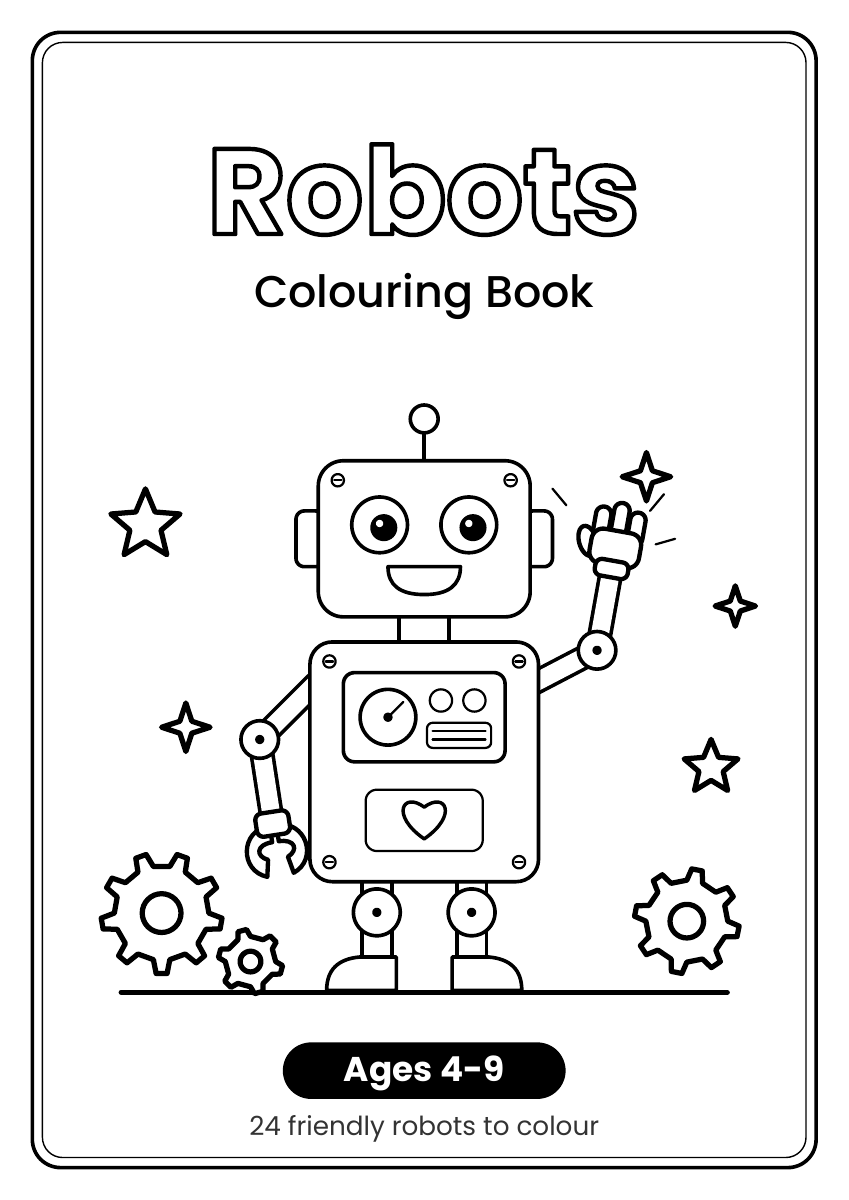Robots Colouring Book for Kids - Ages 4-9 | Printable PDF
